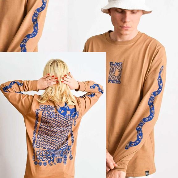 T-Shirt Long Sleeve Make The Connection Dark Beige 1