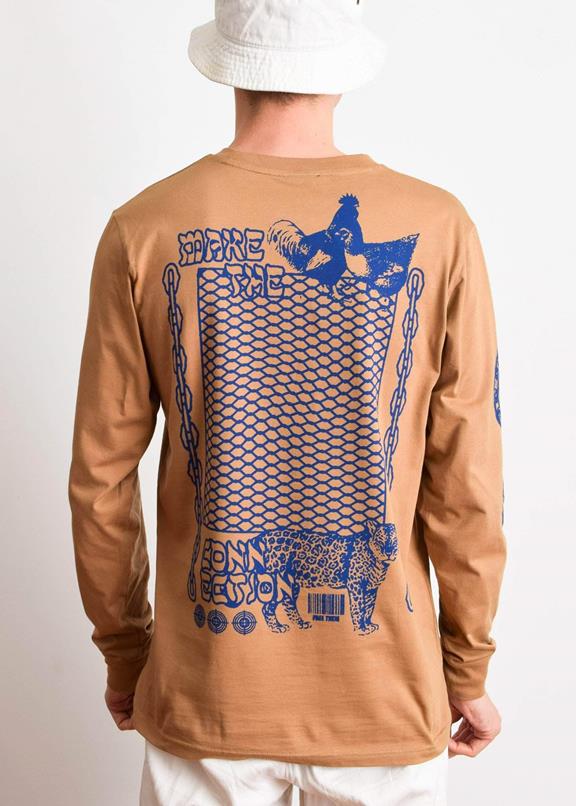 T-Shirt Long Sleeve Make The Connection Dark Beige 3