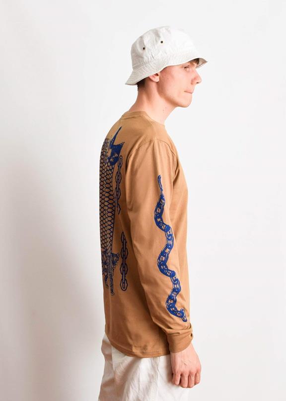 T-Shirt Long Sleeve Make The Connection Dark Beige 4