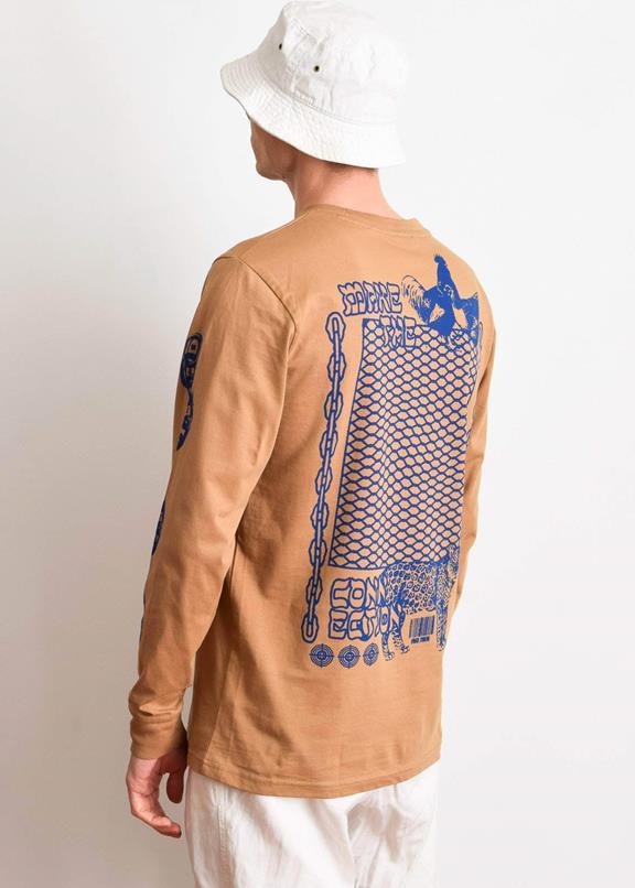 T-Shirt Long Sleeve Make The Connection Dark Beige 5