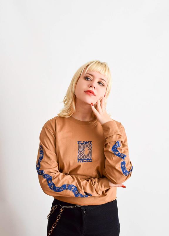 T-Shirt Long Sleeve Make The Connection Dark Beige 6