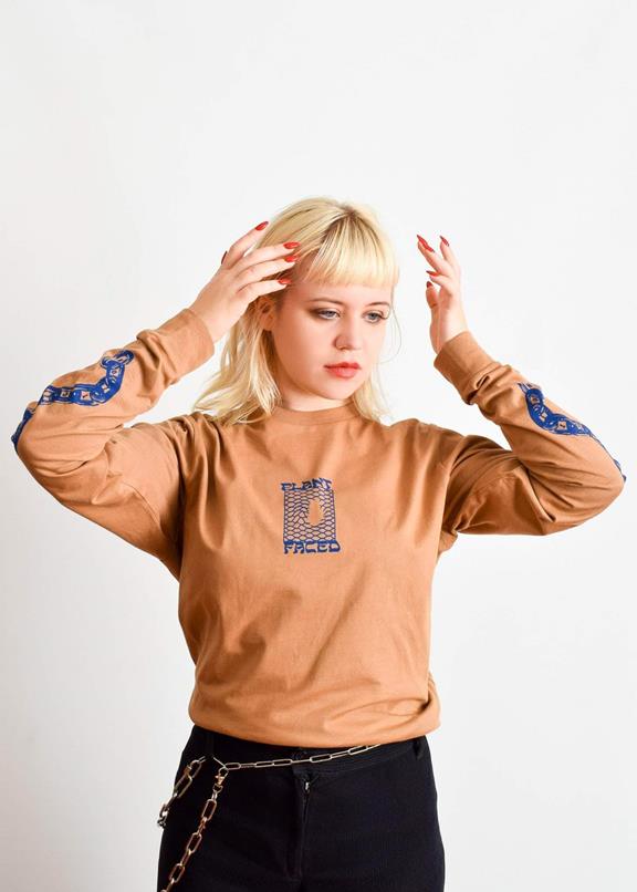T-Shirt Long Sleeve Make The Connection Dark Beige 9