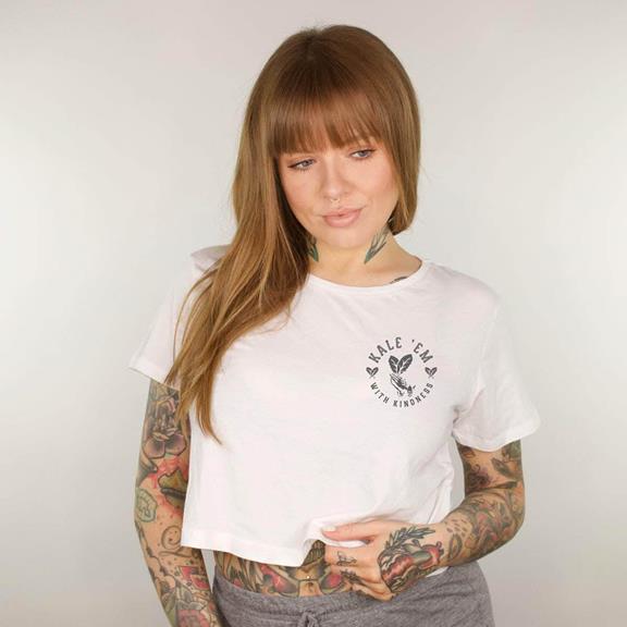 Crop Top Kale 'Em With Kindness White 1