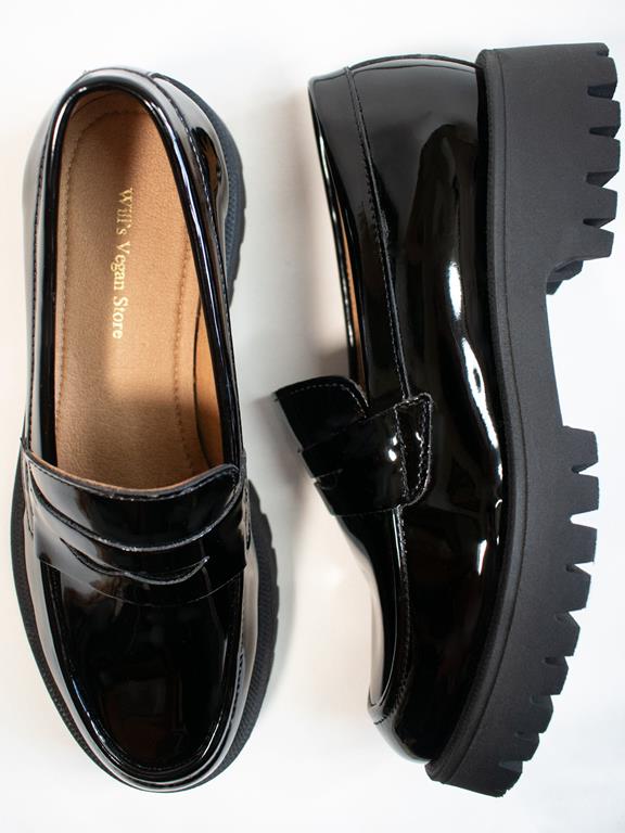 Loafers Track Sole Penny Patent Zwart from Shop Like You Give a Damn