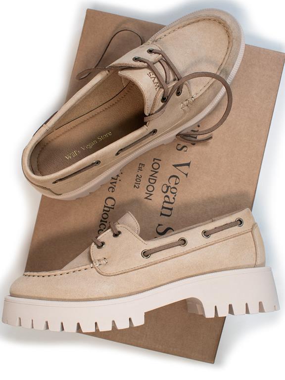 Mocassins Track Sole Vegan Suede Beige from Shop Like You Give a Damn