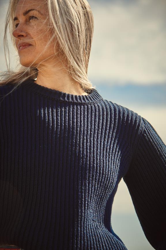 Puff-Sleeve Sweater Raphaelle L'Envers X SixsÅurs Navy Blue from Shop Like You Give a Damn