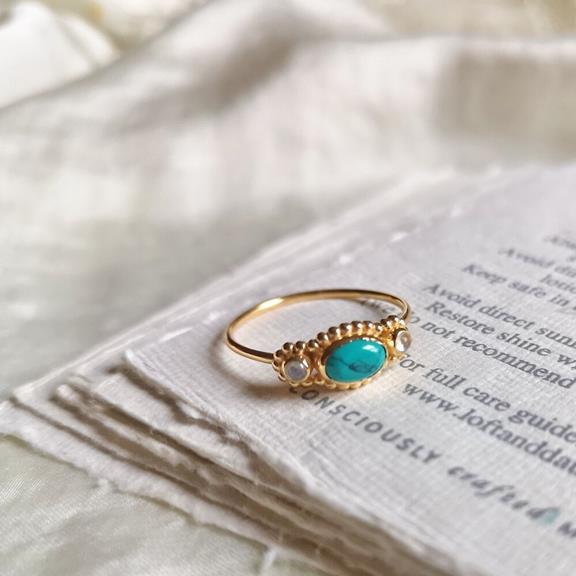 Ring Set Gold Plated Turquoise & Aasi Stacking Ring 7
