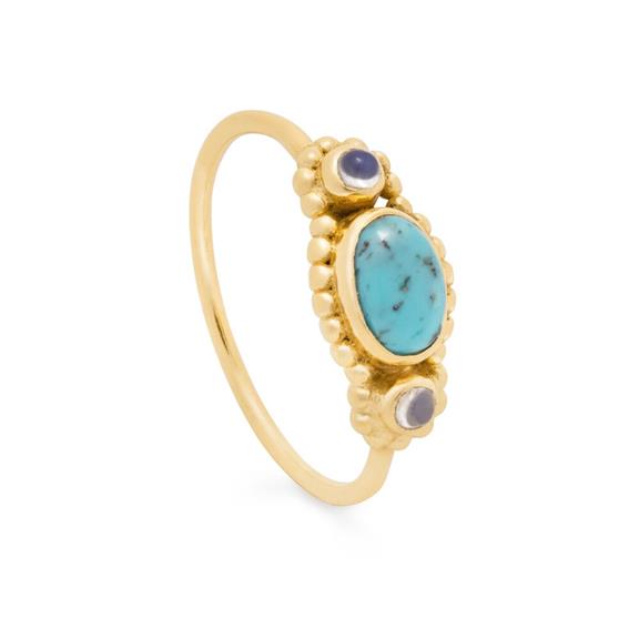 Om Turquoise Stacking Ring Gold Plated 22ct 1