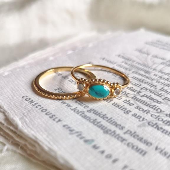 Om Turquoise Stacking Ring Silver  5