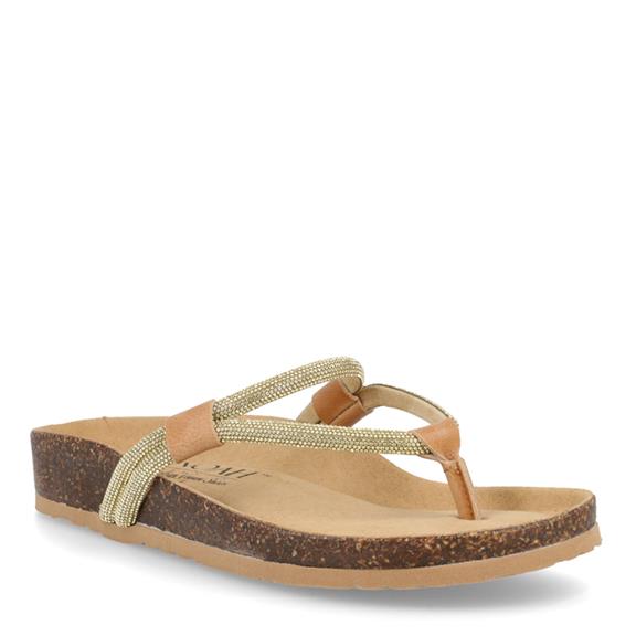 Flip Flop Sandals Antea Beige & Gold via Shop Like You Give a Damn