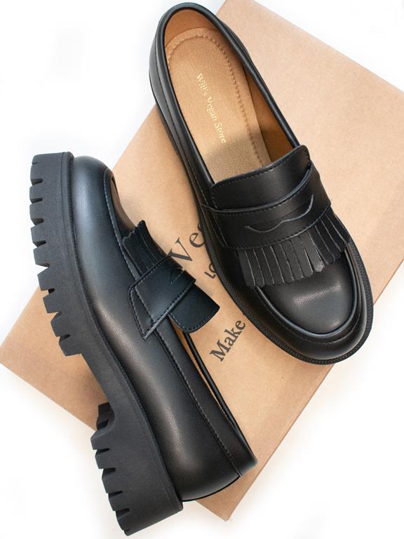 Loafers Fringe Track Sole Black via Shop Like You Give a Damn