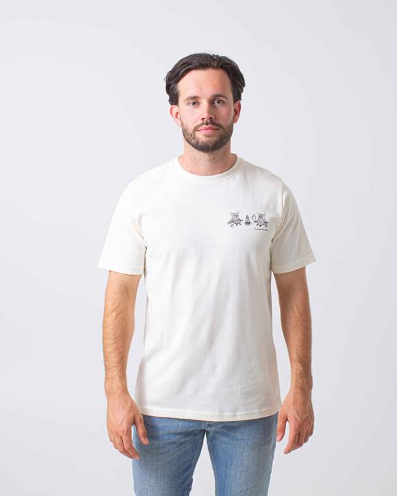 T-Shirt Uil Zilverreiger Wit via Shop Like You Give a Damn