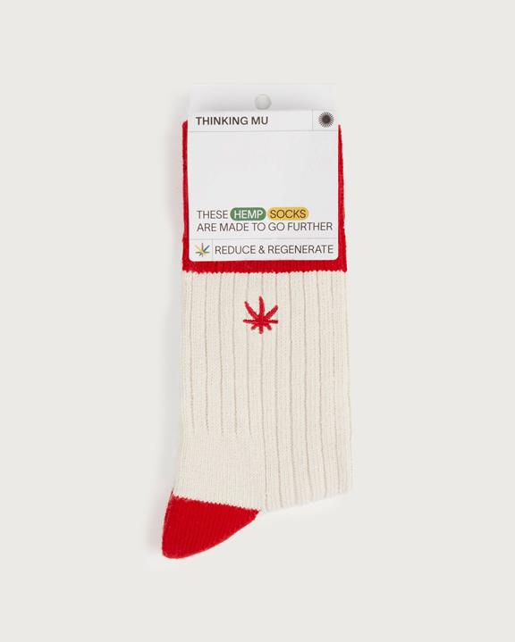 Socks Hemp Peu Cream/Red from Shop Like You Give a Damn