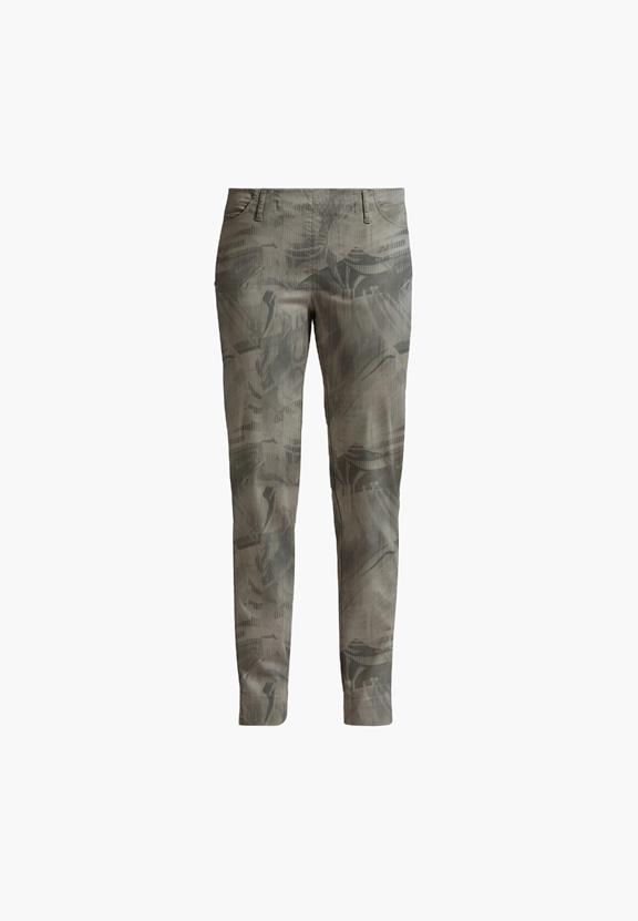 Broek Kelly Regular Korte Lengte Donker Zand Gestreept Print via Shop Like You Give a Damn