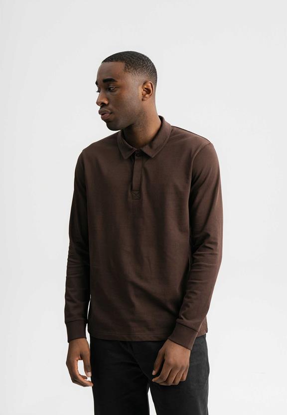 Polo Shirt Long Sleeve Divit Dark Brown via Shop Like You Give a Damn