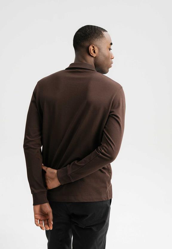 Polo Shirt Long Sleeve Divit Dark Brown from Shop Like You Give a Damn