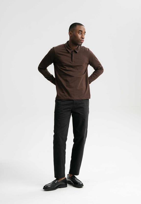 Polo Shirt Long Sleeve Divit Dark Brown from Shop Like You Give a Damn