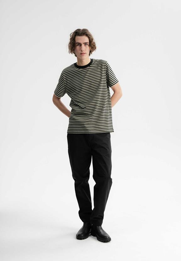 T-Shirt Heavy Pravin Tea Leaf & Black Striped from Shop Like You Give a Damn