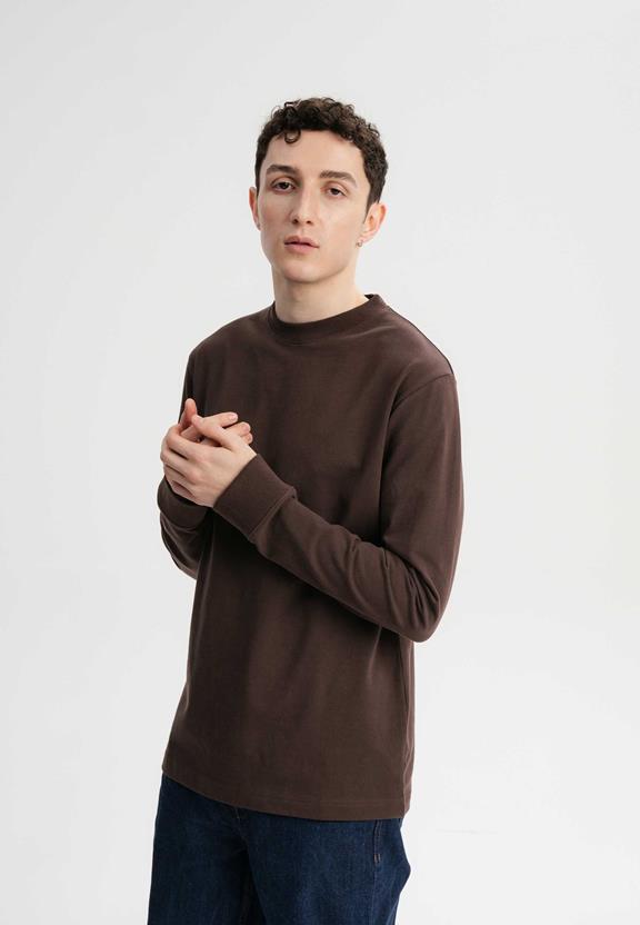 T-Shirt Long Sleeves Tejas Dark Brown from Shop Like You Give a Damn