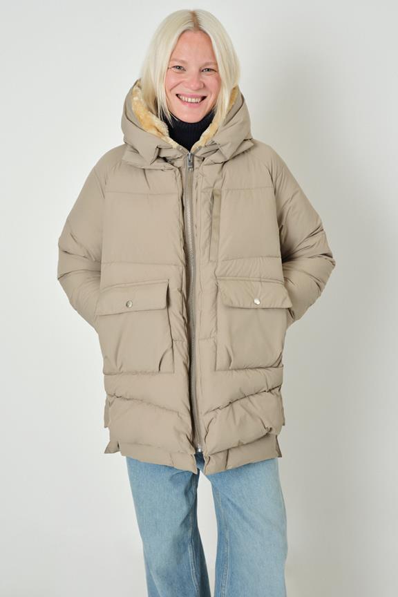 Puffer Jacket Lyndon Pale Olive via Shop Like You Give a Damn