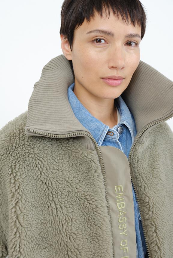 Bomber Jacket Teddy Korsika Pale Olive from Shop Like You Give a Damn