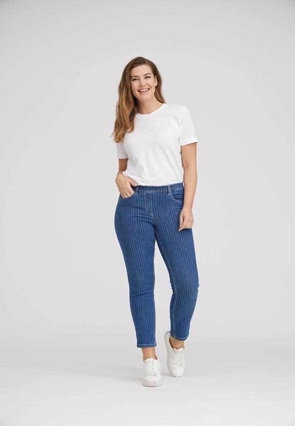 Jeans Hannah Extra Korte Lengte Blauwe Streep from Shop Like You Give a Damn