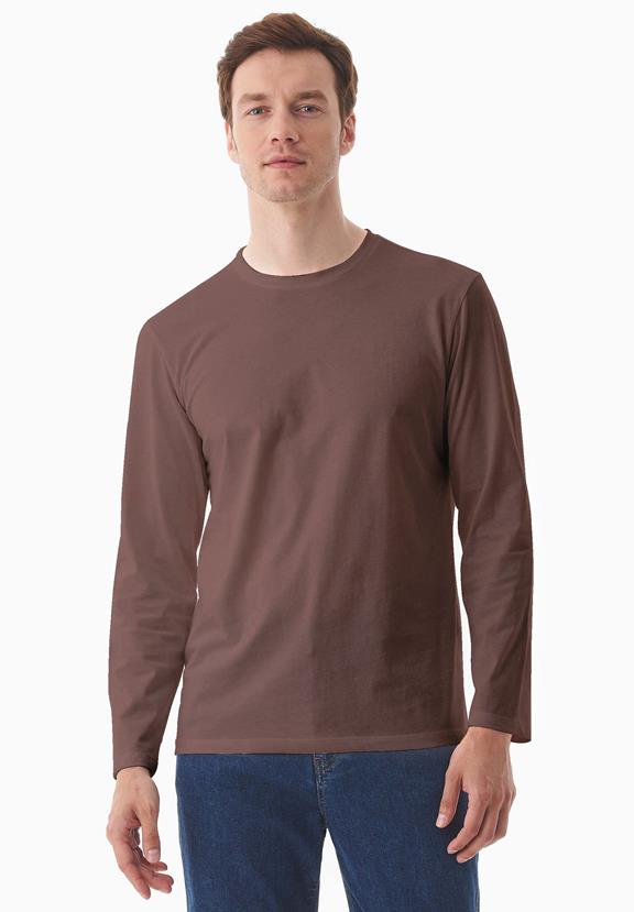 T-Shirt Lange Mouw Cacao Bruin via Shop Like You Give a Damn