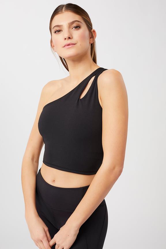 Cropped Top Shoulder Black from Shop Like You Give a Damn