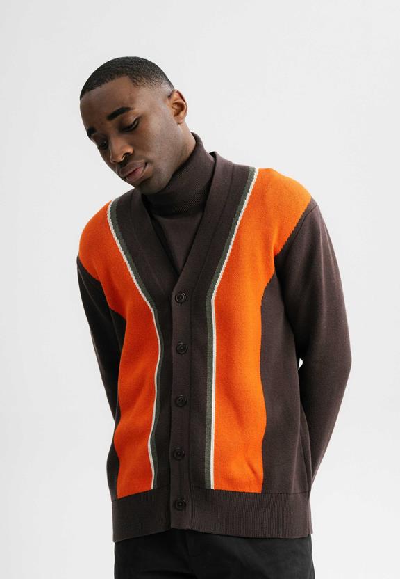 Knit Cardigan Jacquard Jaapak Orange / Dark Brown from Shop Like You Give a Damn