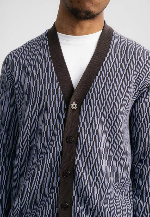 Knit Cardigan Jacquard Jaapak Blue / Dark Brown from Shop Like You Give a Damn