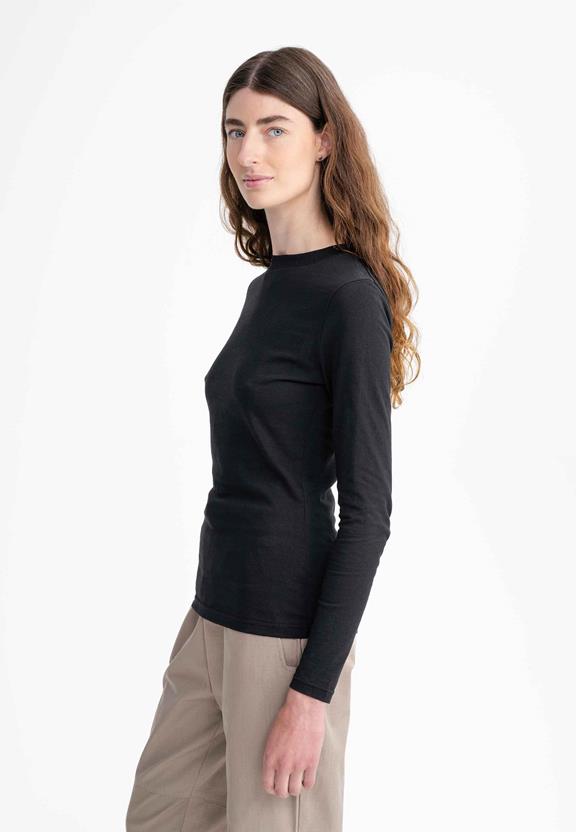 Shirt Basic Longsleeved Dhivya Black from Shop Like You Give a Damn