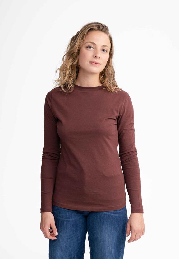 Shirt Basic Longsleeved Dhivya Choc Brown via Shop Like You Give a Damn