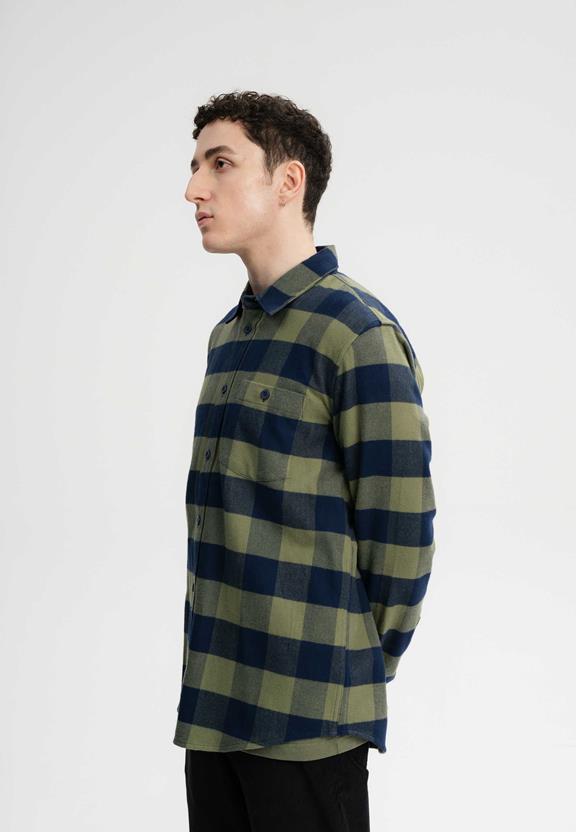 Shirt Flannel Sahel Thyme Green/Dark Blue from Shop Like You Give a Damn