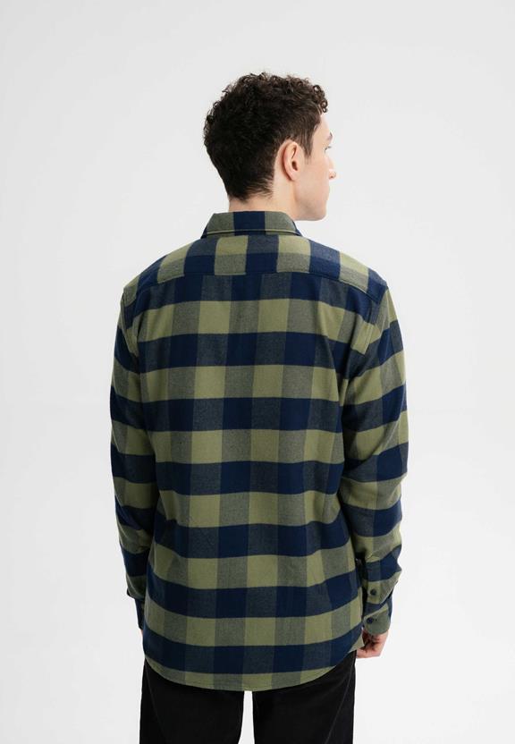 Shirt Flannel Sahel Thyme Green/Dark Blue from Shop Like You Give a Damn