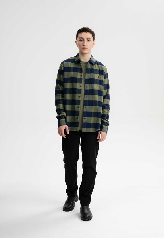 Shirt Flannel Sahel Thyme Green/Dark Blue from Shop Like You Give a Damn