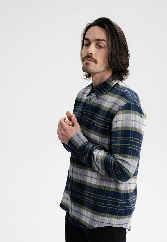 Shirt Flannel Sahel Navy / Lavender from Shop Like You Give a Damn