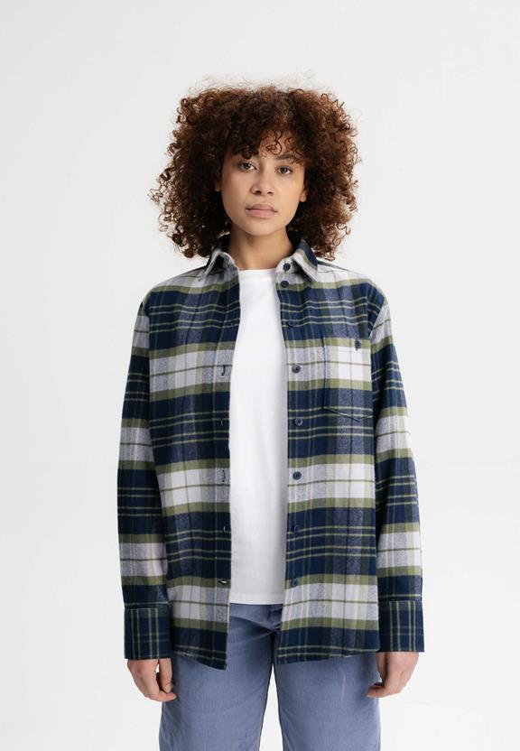 Shirt Flanel Akhela Lavendel/Marineblauw via Shop Like You Give a Damn