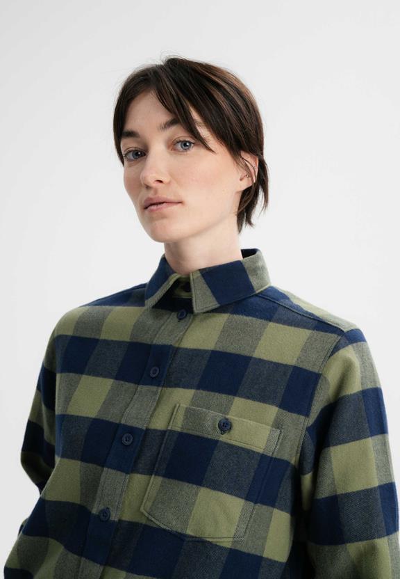 Shirt Flannel Akhela Thyme Green / Navy Blue from Shop Like You Give a Damn