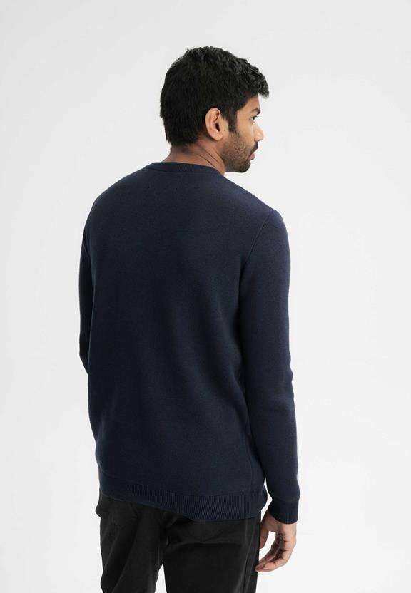 Knit Jumper Jacquard Manav Navy Blue from Shop Like You Give a Damn