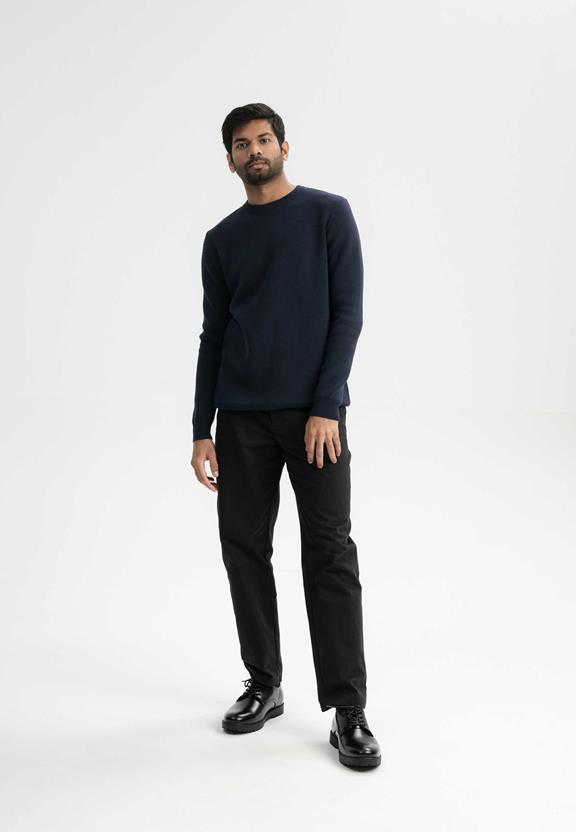 Knit Jumper Jacquard Manav Navy Blue from Shop Like You Give a Damn