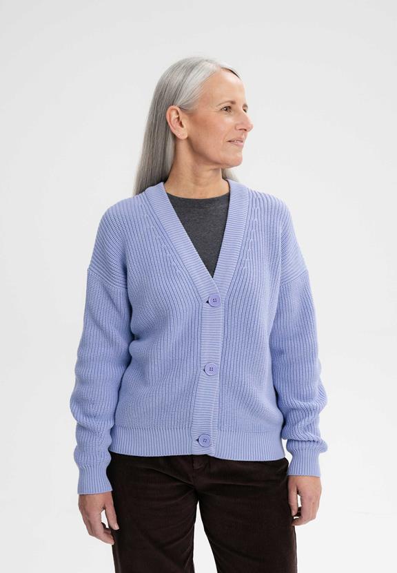 Knit Cardigan Neesha Purple via Shop Like You Give a Damn