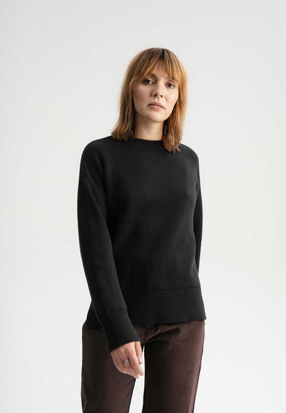 Knit Jumper Boxy Jacquard Faiza Black via Shop Like You Give a Damn