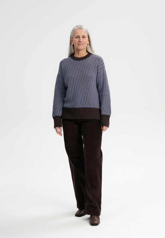 Knit Jumper Boxy Jacquard Faiza Dark Brown / Purple from Shop Like You Give a Damn