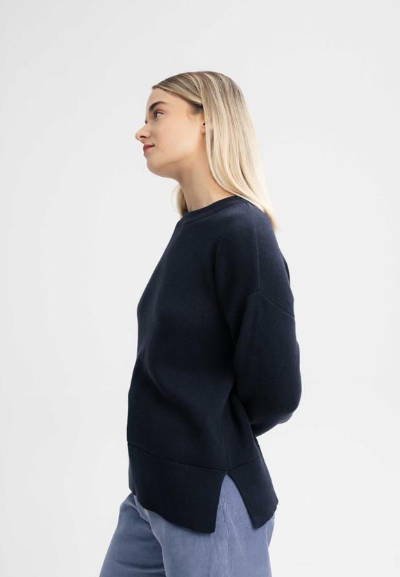 Knit Jumper Boxy Jacquard Faiza Navy Blue from Shop Like You Give a Damn