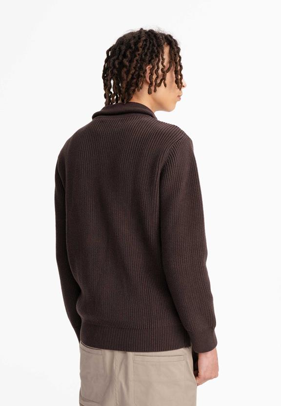 Rib Knit Troyer Udai Dark Brown from Shop Like You Give a Damn