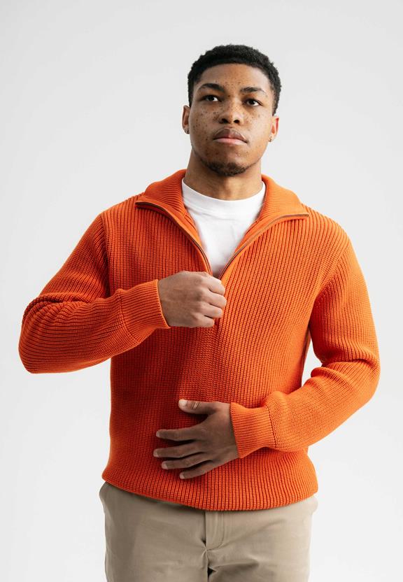 Rib Knit Troyer Udai Orange via Shop Like You Give a Damn