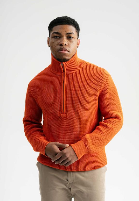 Rib Knit Troyer Udai Orange from Shop Like You Give a Damn