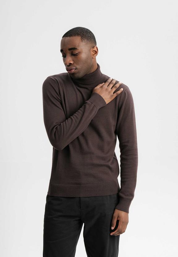 Fine-Knit Jumper Turtleneck Kanja Dark Brown via Shop Like You Give a Damn