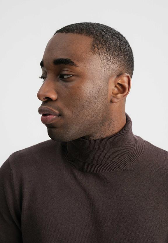 Fine-Knit Jumper Turtleneck Kanja Dark Brown from Shop Like You Give a Damn