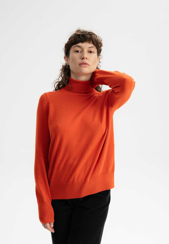 Jumper Fine-Knit Turtleneck Mayura Orange via Shop Like You Give a Damn